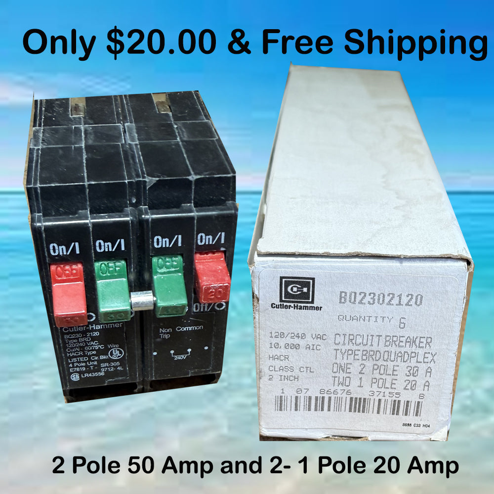 Quad Breaker New Cutler Hammer/Westinghouse 2- 1 Pole 20 Amp and 1- 2 Pole 30 Amp