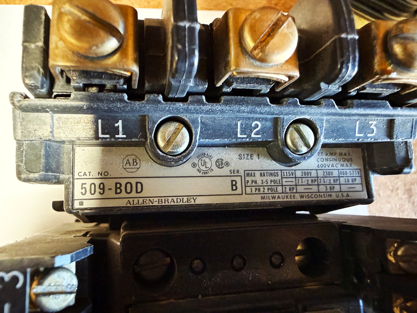 Allen Bradley 509-BOD Size 1 Nema Starter Used