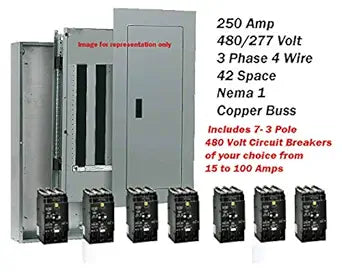 480 Volt Panelboards 3 Phase 225 Amp Including 7- 3 Pole Breakers