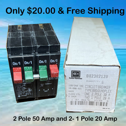 Quad Breaker New Cutler Hammer/Westinghouse 2- 1 Pole 20 Amp and 1- 2 Pole 30 Amp