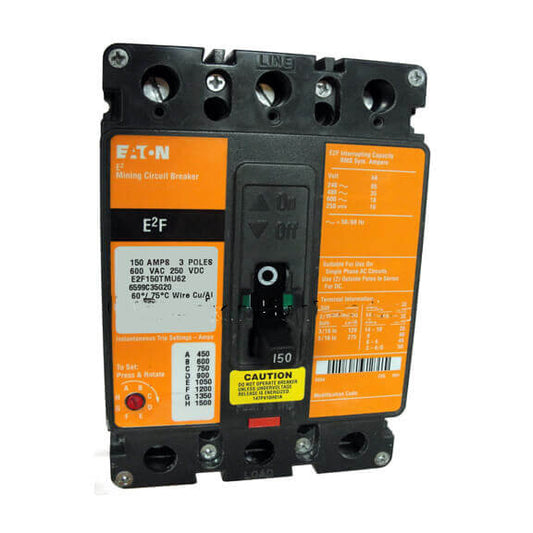 E2F150UM EATON Cutler Hammer 3 Pole 150Amps 600VAC Type E2 Mining Circuit Breaker