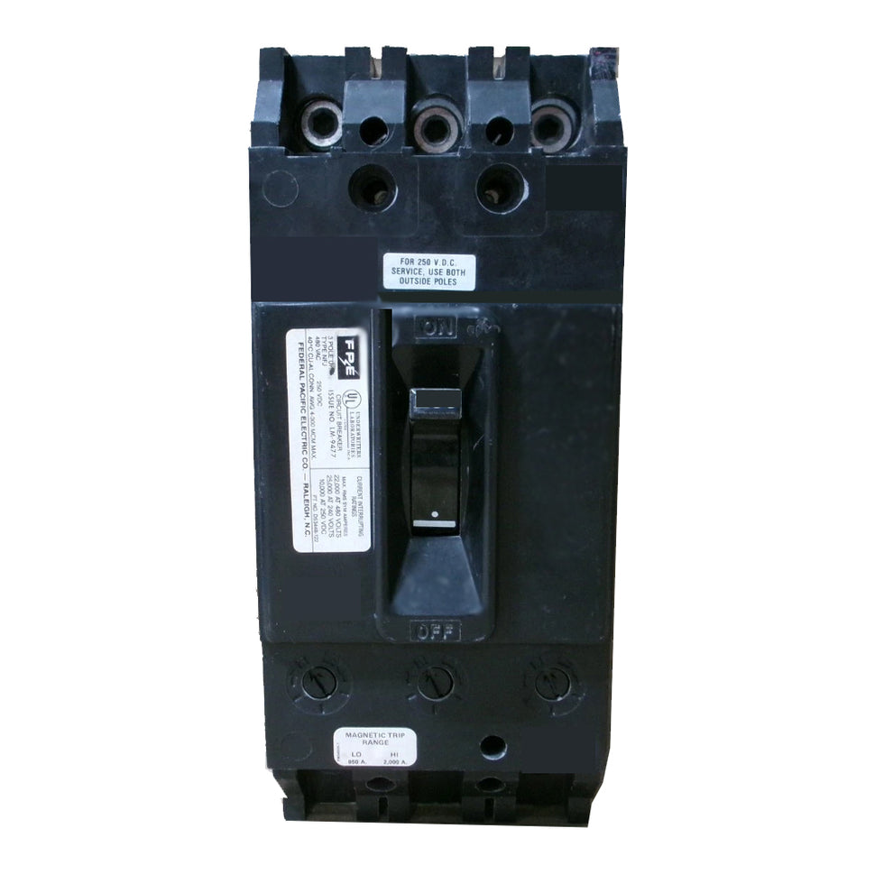 Type NFJ 3 Pole 225 Amp 480 Volt Circuit Breaker Manufactured by FPE ...