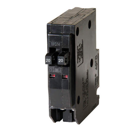 QO2020 1 Pole Twin 20/20Amps 120/240V Plug-In Snap-On NO HOOK Square D